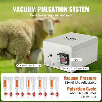 9JYZ-3 - Efficient VEVOR Goat Milking Machine with 3L Stainless Steel Bucket