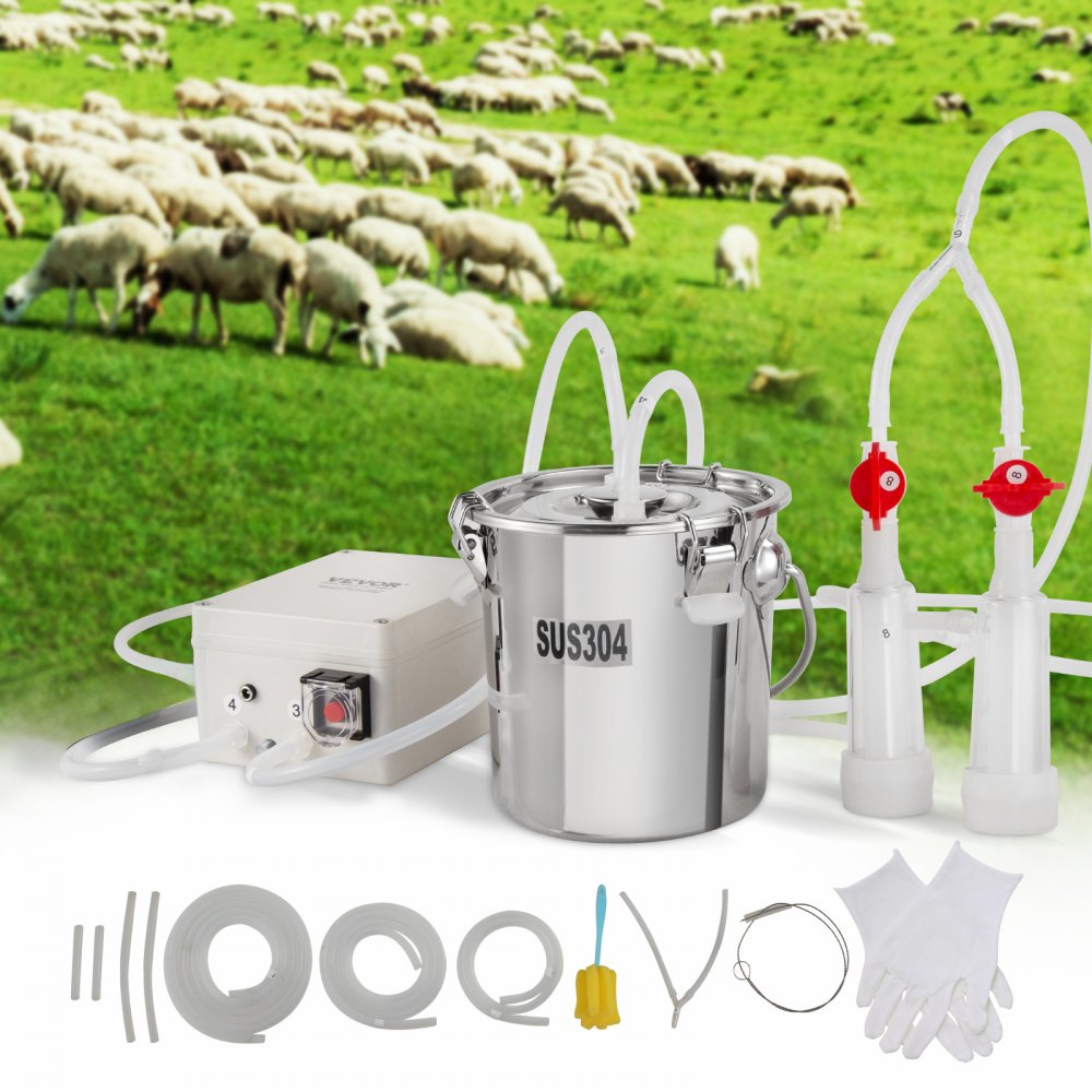 9JYZ-3 - Efficient VEVOR Goat Milking Machine with 3L Stainless Steel Bucket