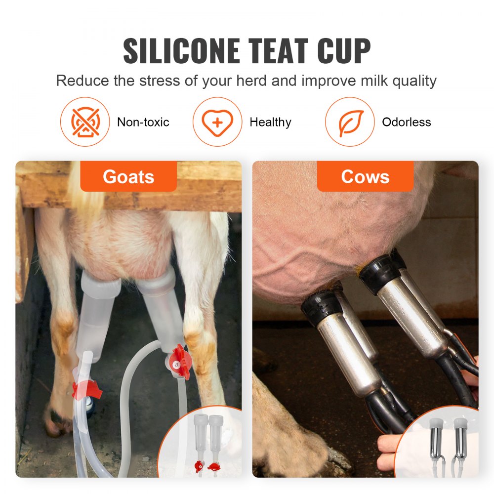 9JWD-6 - 6L VEVOR Stainless Steel Goat Milking Machine with Vacuum Pump