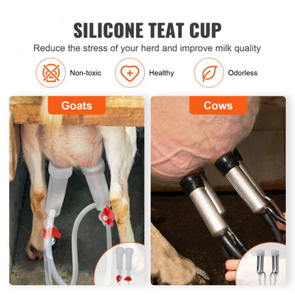 9JWD-6 - 6L VEVOR Stainless Steel Goat Milking Machine with Vacuum Pump