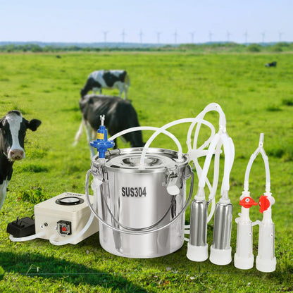 9JWD-6 - 6L VEVOR Stainless Steel Goat Milking Machine with Vacuum Pump