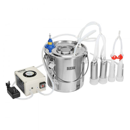 9JWD-6 - 6L VEVOR Stainless Steel Goat Milking Machine with Vacuum Pump
