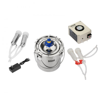 9JWD-6 - 6L VEVOR Stainless Steel Goat Milking Machine with Vacuum Pump