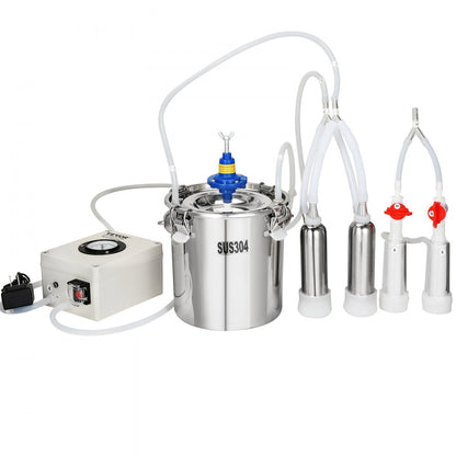 9JWD-6 - 6L VEVOR Stainless Steel Goat Milking Machine with Vacuum Pump