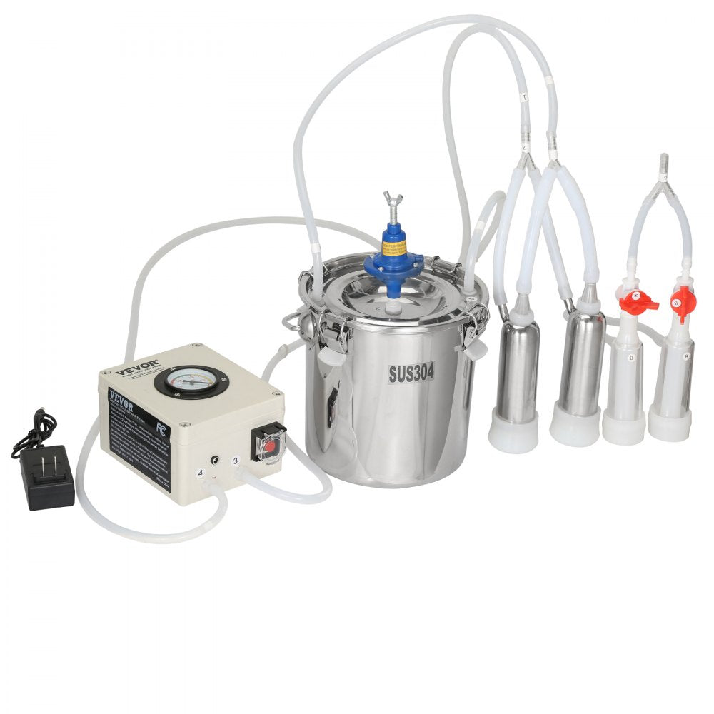 9JWD-6 - 6L VEVOR Stainless Steel Goat Milking Machine with Vacuum Pump
