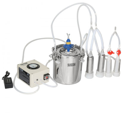 9JWD-6 - 6L VEVOR Stainless Steel Goat Milking Machine with Vacuum Pump