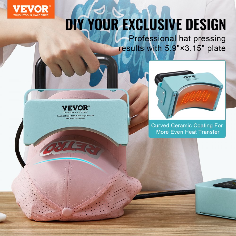 DF55A - 5.9" Hat Press Machine for Easy Cap Customization