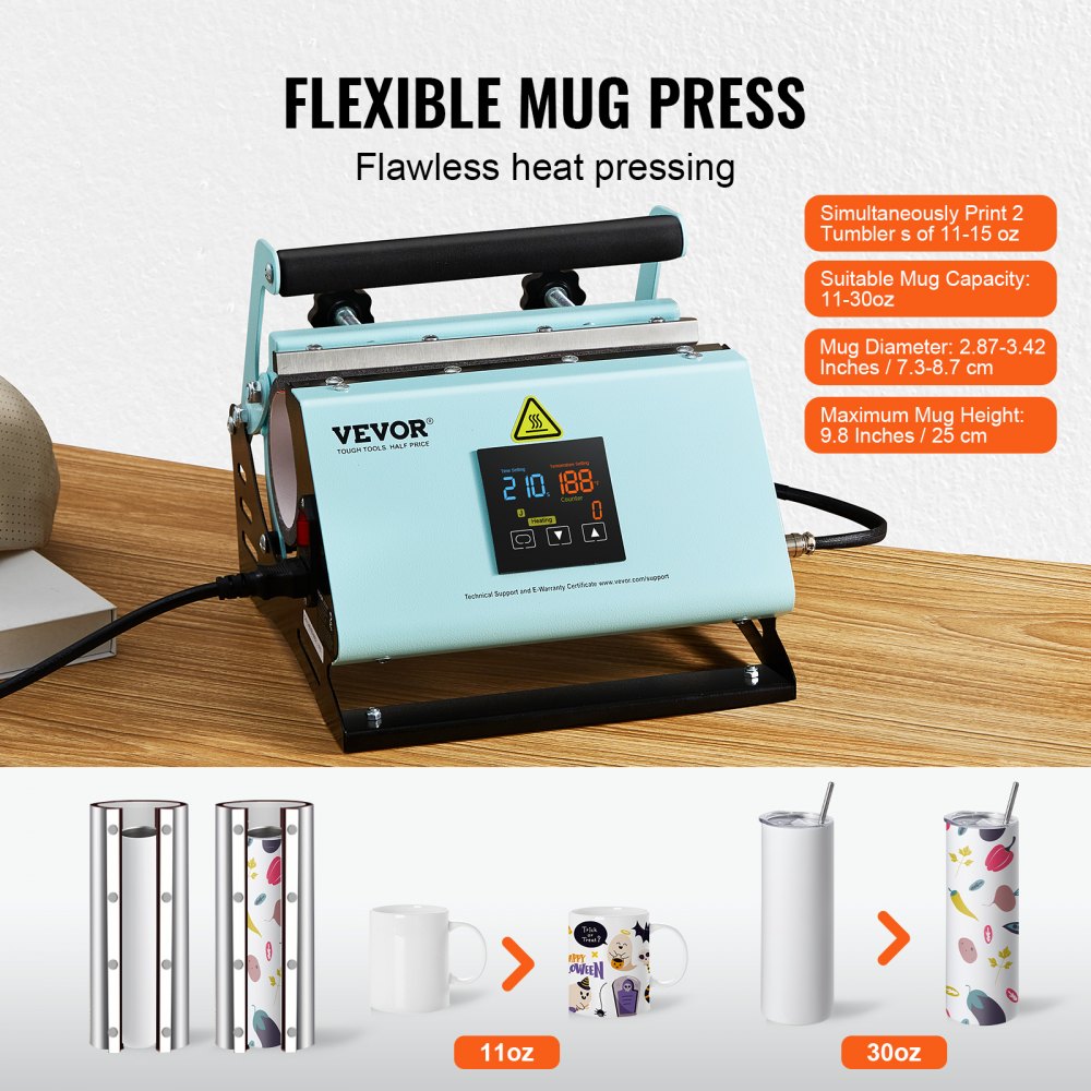 F1130 - Versatile 2-in-1 Heat Press for Tumblers and Hats