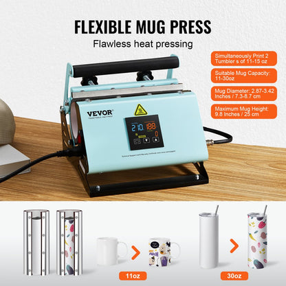 F1130 - Versatile 2-in-1 Heat Press for Tumblers and Hats