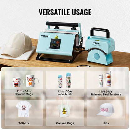 F1130 - Versatile 2-in-1 Heat Press for Tumblers and Hats