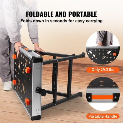 YH-WB028 - Heavy-Duty Folding Workbench with Tool Storage & Adjustable Height