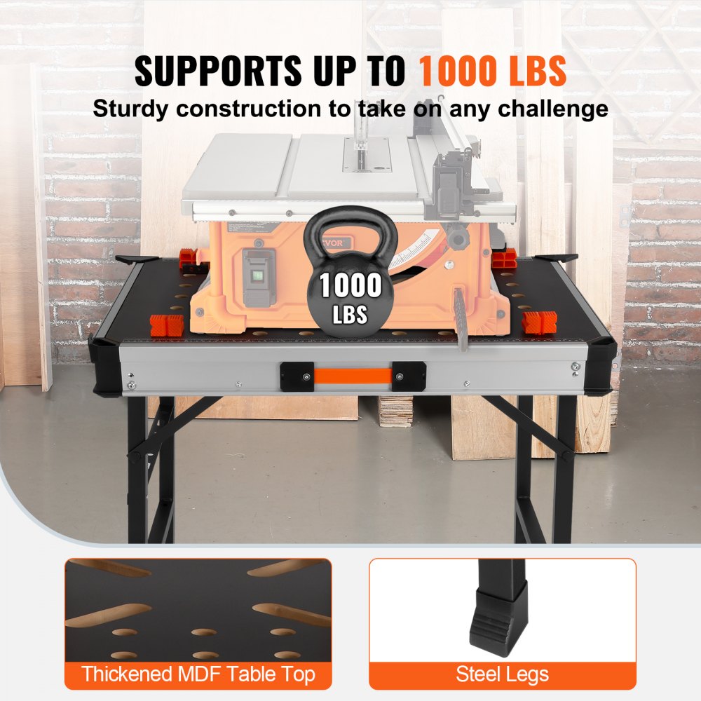 YH-WB028 - Heavy-Duty Folding Workbench with Tool Storage & Adjustable Height