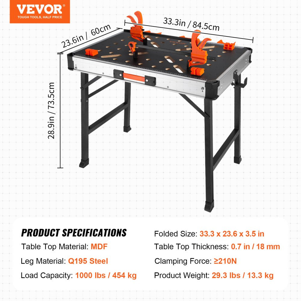 YH-WB028 - Heavy-Duty Folding Workbench with Tool Storage & Adjustable Height