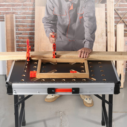 YH-WB028 - Heavy-Duty Folding Workbench with Tool Storage & Adjustable Height