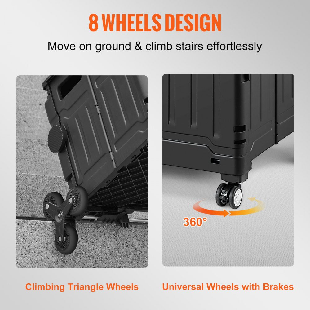010781964698 - Foldable Stair Climbing Cart with Adjustable Handle, 19.5"x6.9"x18.3"