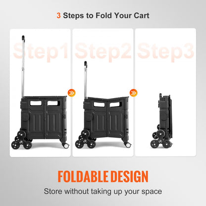 010781964698 - Foldable Stair Climbing Cart with Adjustable Handle, 19.5"x6.9"x18.3"