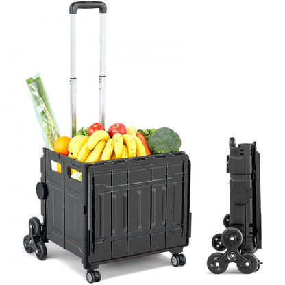 010781964698 - Foldable Stair Climbing Cart with Adjustable Handle, 19.5"x6.9"x18.3"