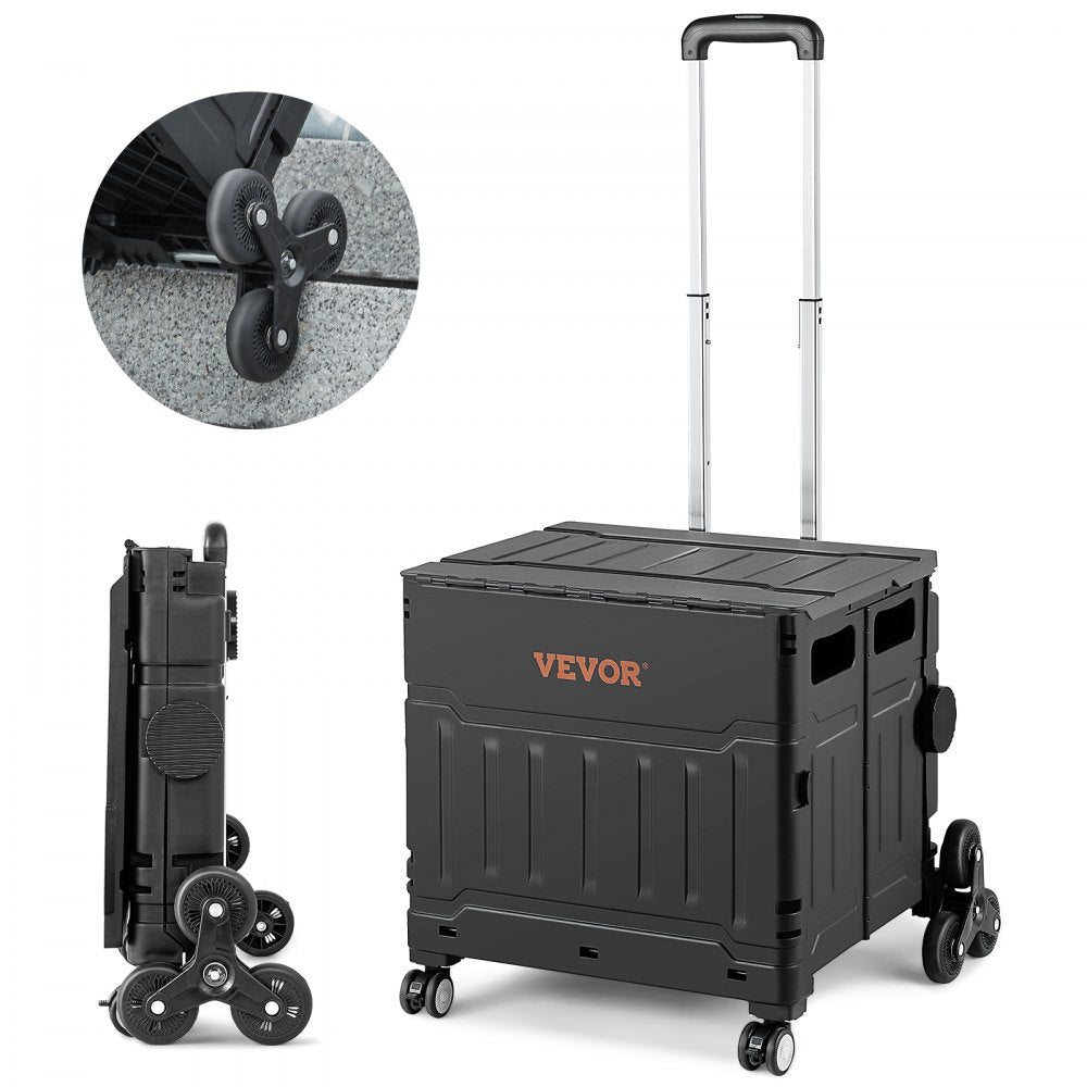 010781964698 - Foldable Stair Climbing Cart with Adjustable Handle, 19.5"x6.9"x18.3"