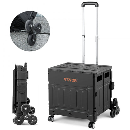 010781964698 - Foldable Stair Climbing Cart with Adjustable Handle, 19.5"x6.9"x18.3"