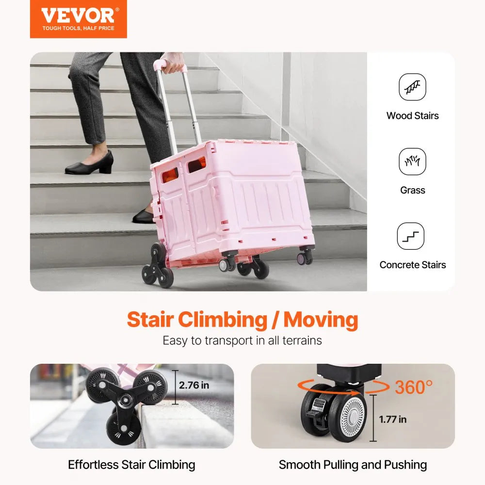 YN8803 - 65L Stair Climbing Shopping Cart with Adjustable Handle