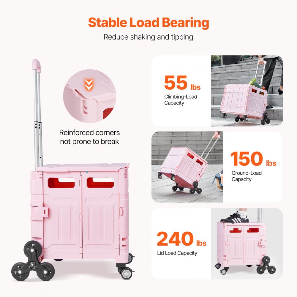 YN8803 - 65L Stair Climbing Shopping Cart with Adjustable Handle