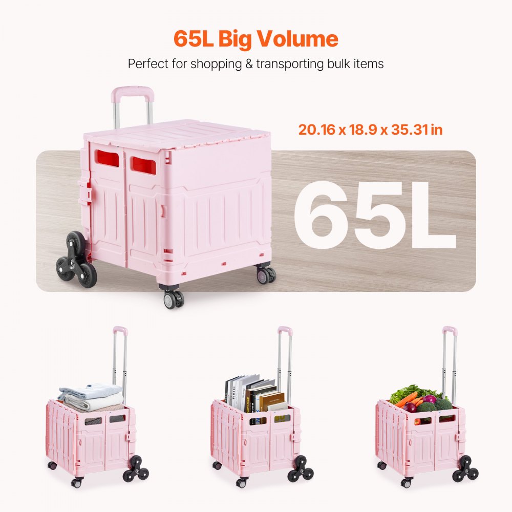 YN8803 - 65L Stair Climbing Shopping Cart with Adjustable Handle