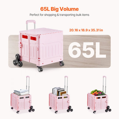 YN8803 - 65L Stair Climbing Shopping Cart with Adjustable Handle