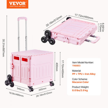 YN8803 - 65L Stair Climbing Shopping Cart with Adjustable Handle