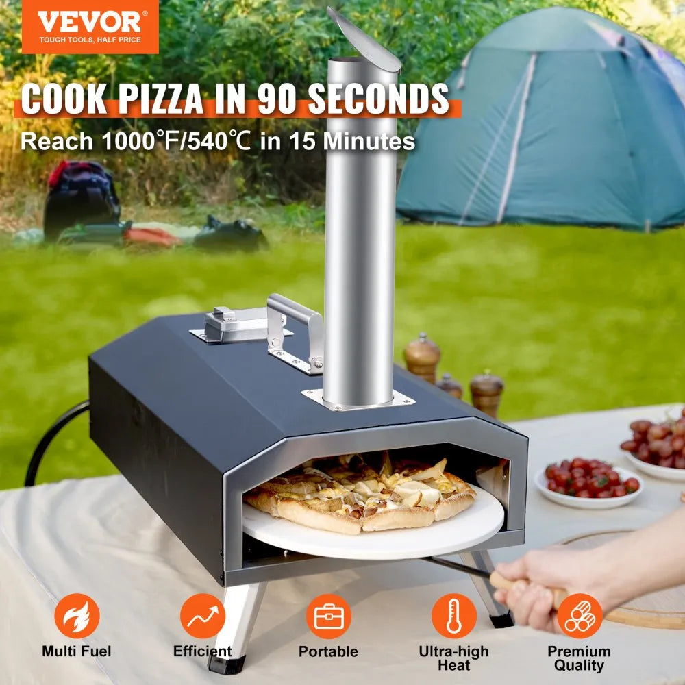 GB-GO12A-R - 12" Multi-Fuel Pizza Oven, Wood & Gas, 540°C