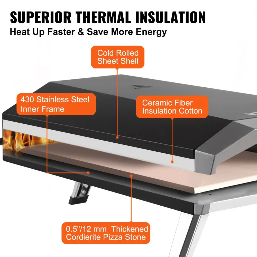 GB-GO13A - Portable 13-Inch Gas Pizza Oven, 1000°F in 15 Minutes