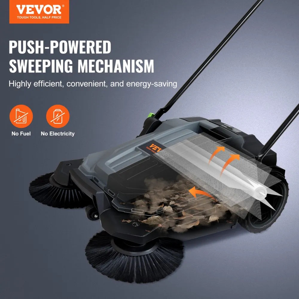 S13-001A - 25.6" Manual Floor Sweeper with Adjustable Handle