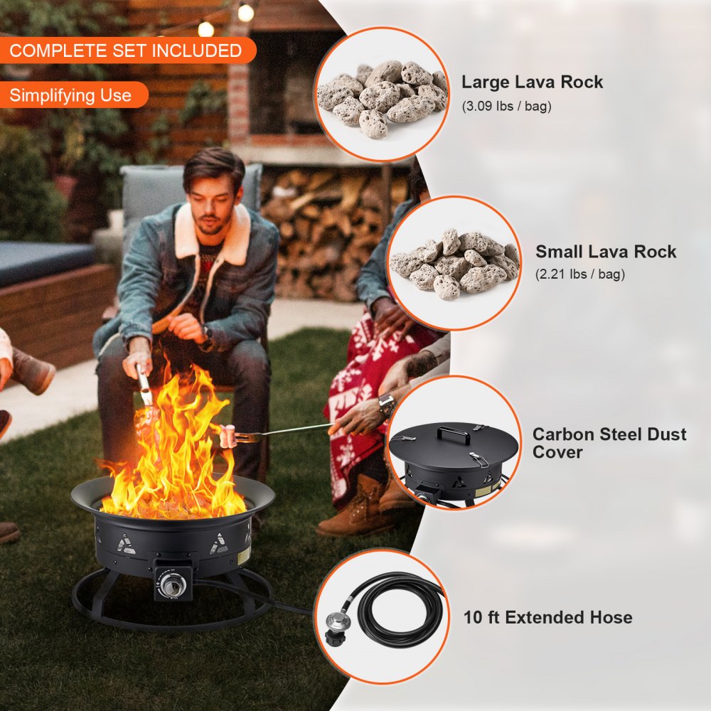 YSM24RPP(L)006 - 24” Portable Propane Fire Pit with Adjustable Flames