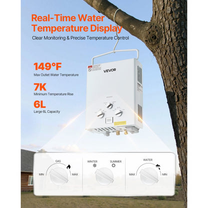 TMYD-01020112 - 6L Portable Tankless Water Heater for Outdoor Use