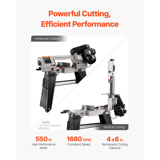 BS-115 - 4"x6" Metal Band Saw with 550W Motor & Variable Speed