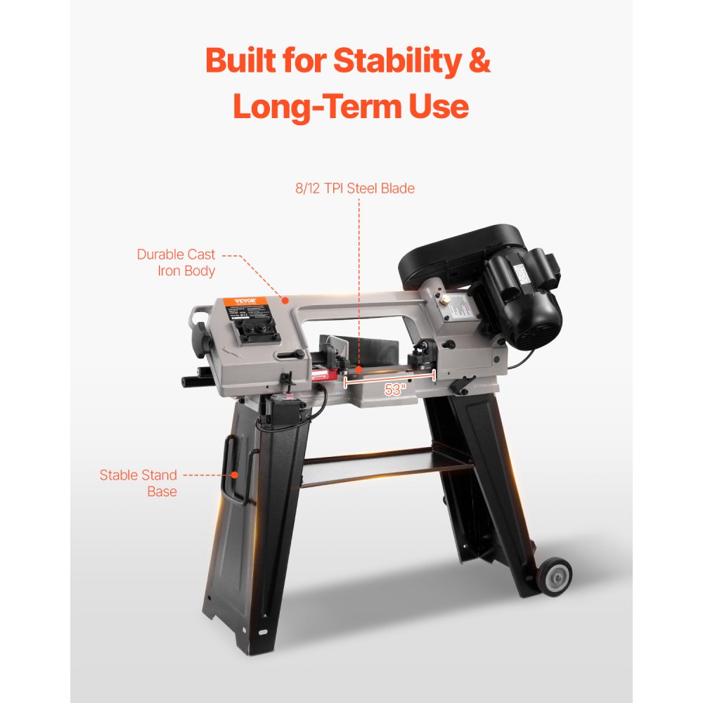 BS-115 - 4"x6" Metal Band Saw with 550W Motor & Variable Speed