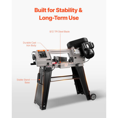 BS-115 - 4"x6" Metal Band Saw with 550W Motor & Variable Speed