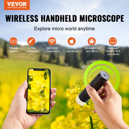 W1A - Wireless 50X-1000X Digital Microscope with Rechargeable Battery