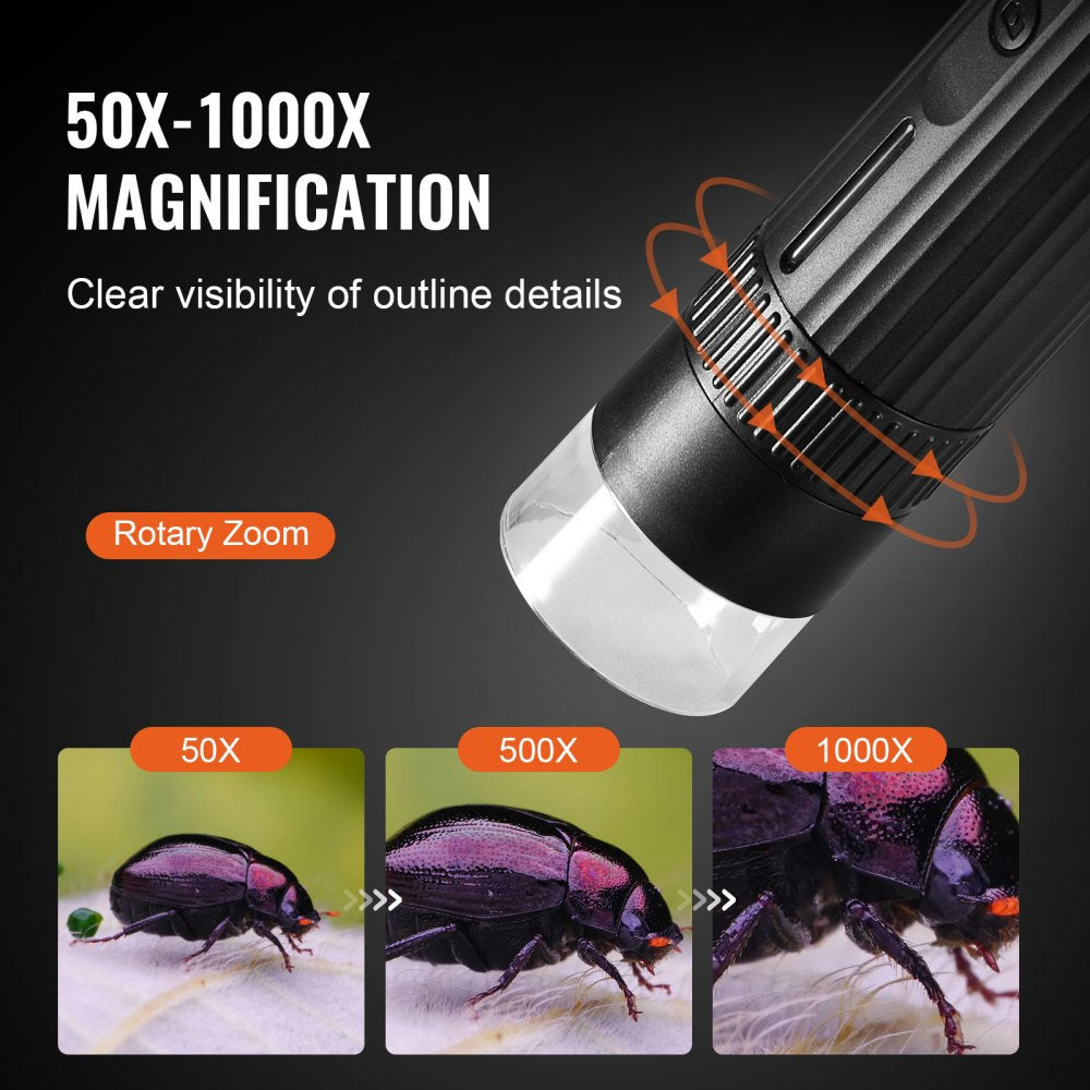 W1A - Wireless 50X-1000X Digital Microscope with Rechargeable Battery