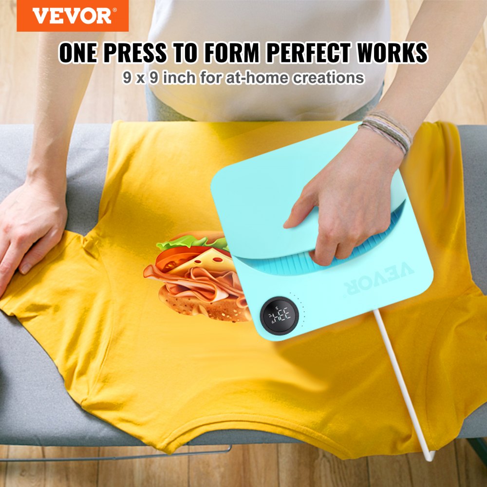 010841678867 - VEVOR 9” Heat Press for Custom Shirts, Bags & Pillows