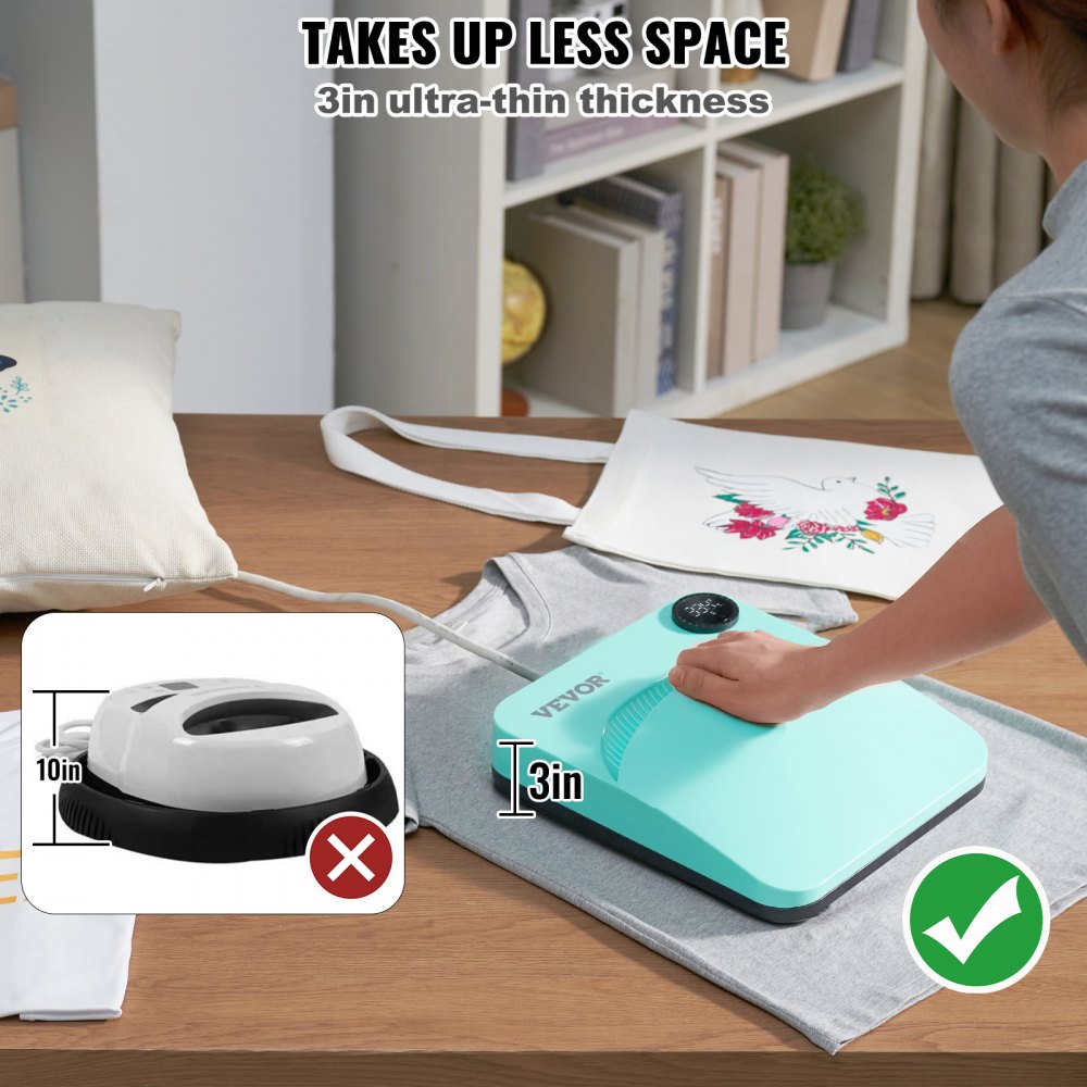 010841678867 - VEVOR 9” Heat Press for Custom Shirts, Bags & Pillows