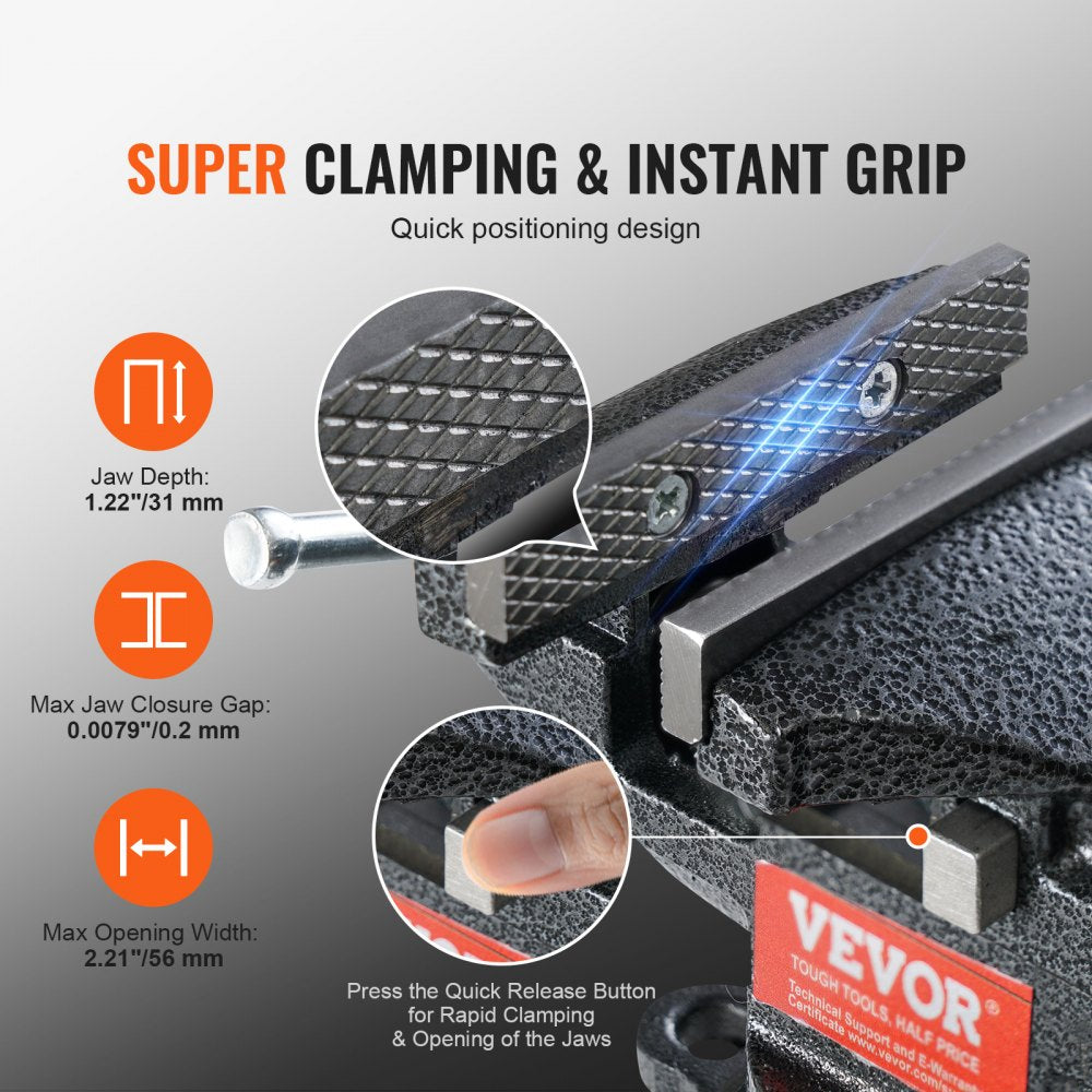 ZHJ80 - Durable Cast Iron Bench Vise with 2.21" Opening Width