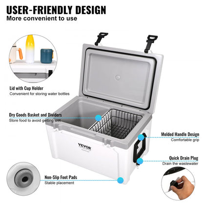 SK5000 - 52qt VEVOR Cooler, 6-Day Ice Retention, Heavy-Duty Handle