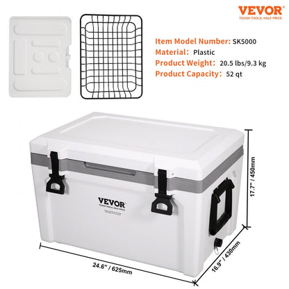 SK5000 - 52qt VEVOR Cooler, 6-Day Ice Retention, Heavy-Duty Handle