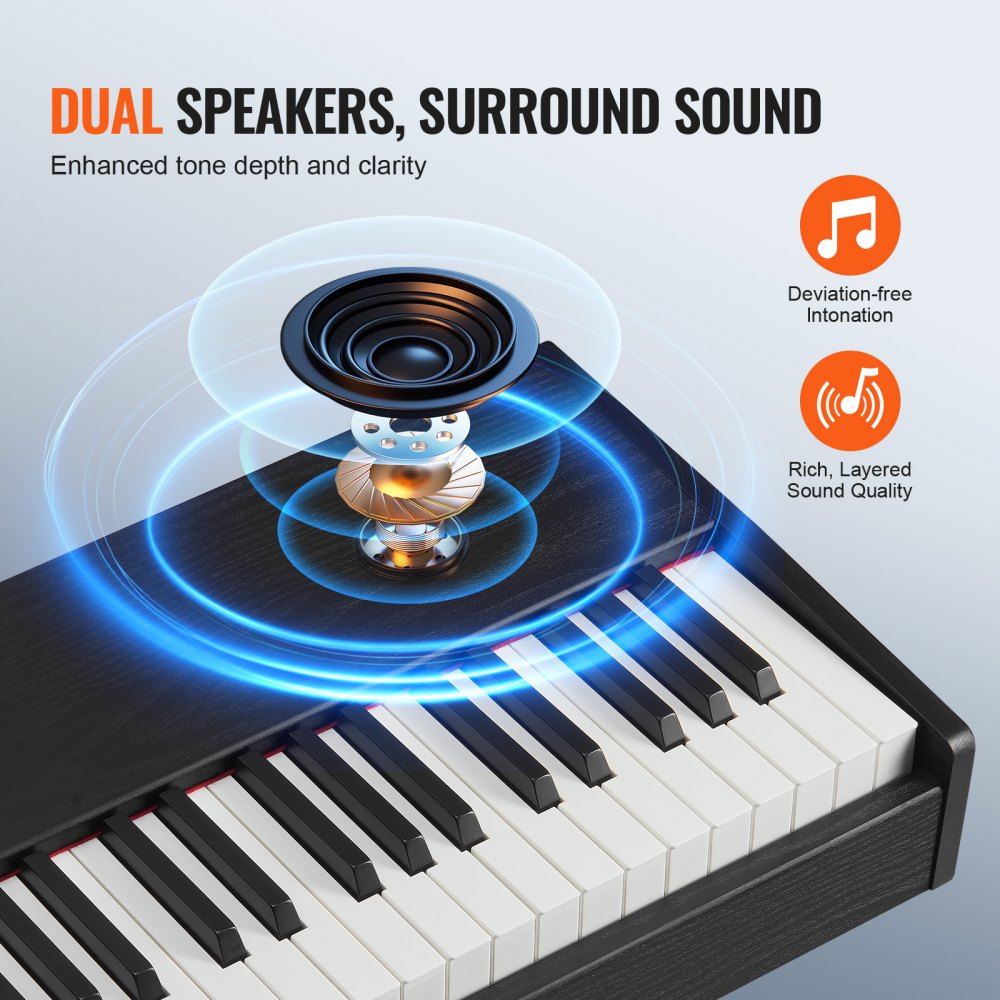 886 - VEVOR 88-Key Digital Piano with MIDI, Bluetooth & Sustain Pedal
