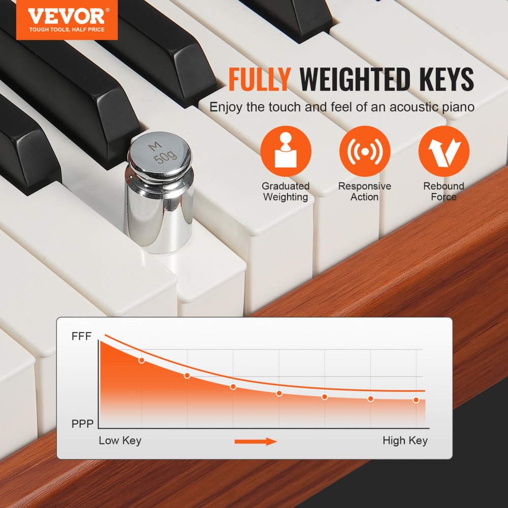886 - 88 Key Digital Piano with 200 Tones & Stereo Sound