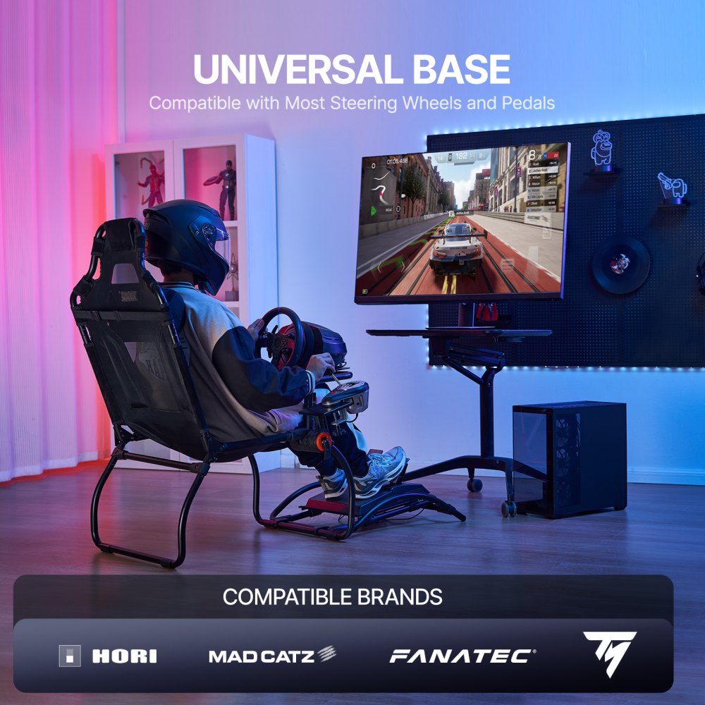 FC-L03 - Adjustable Carbon Steel Racing Wheel Stand with Comfort Upholstery