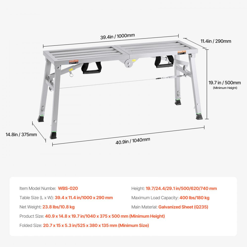 WBS-020 - Adjustable Height Portable Scaffolding for 400 lb Capacity