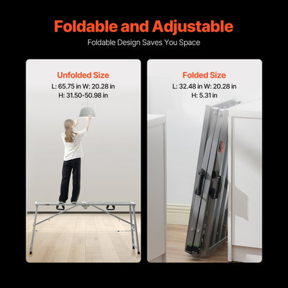 WBS-022 - Adjustable Scaffolding Platform, 880 lb Capacity, Foldable Design