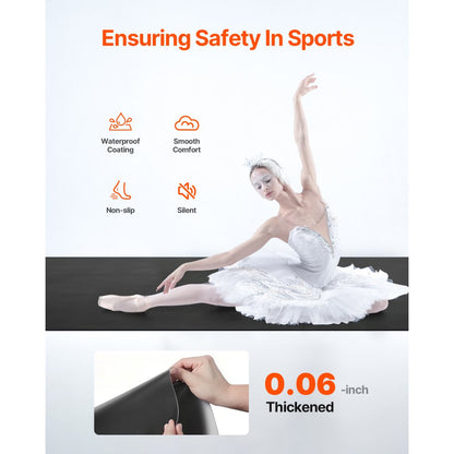 HJPVC24200 - Anti-Slip 6.6' x 3' PVC Gym Flooring Mat for Multi-Sport Use