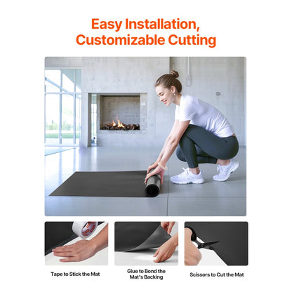 HJPVC24200 - Anti-Slip 6.6' x 3' PVC Gym Flooring Mat for Multi-Sport Use